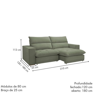 Sofá 2 Lugares Martinho Retrátil Boucle Verde - Celflex