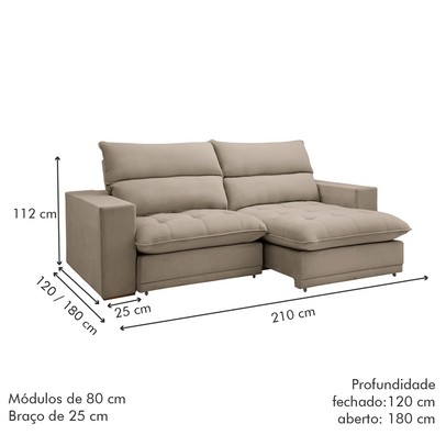 Sofá 2 Lugares Martinho Retrátil Boucle Bege - Celflex