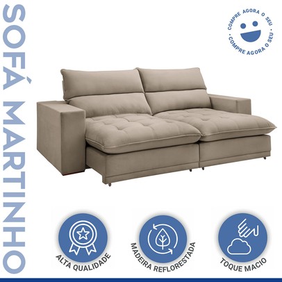 Sofá 2 Lugares Martinho Retrátil Boucle Bege - Celflex