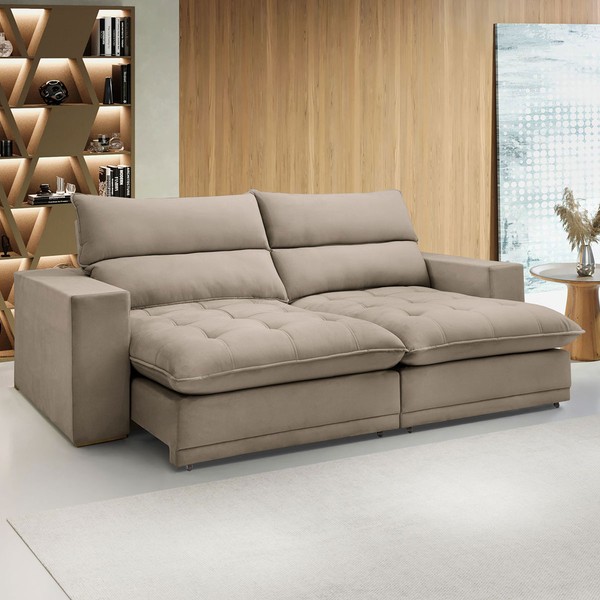 Sofá 2 Lugares Martinho Retrátil Boucle Bege - Celflex