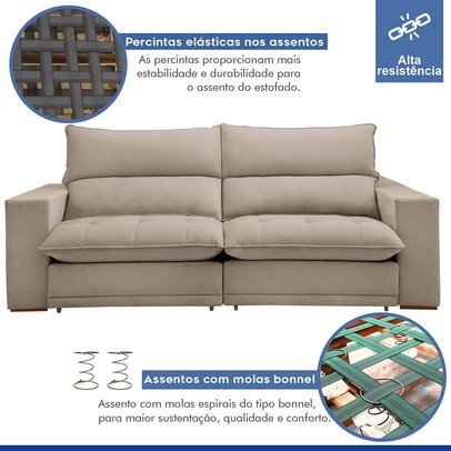 Sofá 2 Lugares Martinho Retrátil Boucle Bege - Celflex