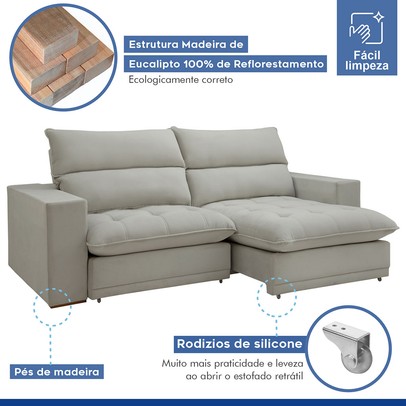 Sofá 2 Lugares Martinho Retrátil Boucle Gelo - Celflex