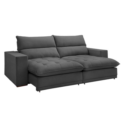 Sofá 2 Lugares Martinho Retrátil Veludo Cinza - Celflex