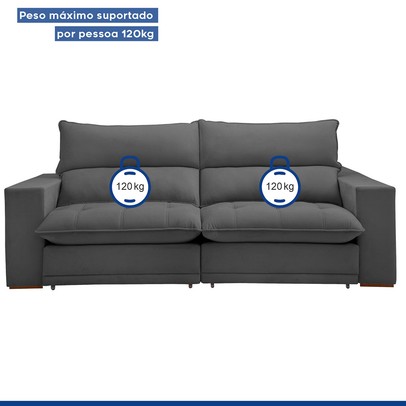 Sofá 2 Lugares Martinho Retrátil Veludo Cinza - Celflex