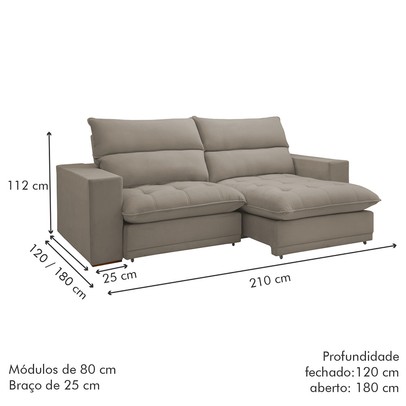 Sofá 2 Lugares Martinho Retrátil Veludo Bege Claro - Celflex