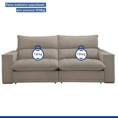 Sofá 2 Lugares Martinho Retrátil Veludo Bege Claro - Celflex