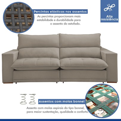 Sofá 2 Lugares Martinho Retrátil Veludo Bege Claro - Celflex