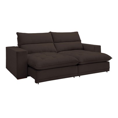 Sofá 2 Lugares Martinho Retrátil Veludo Marrom  - Celflex