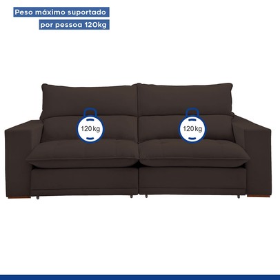 Sofá 2 Lugares Martinho Retrátil Veludo Marrom  - Celflex