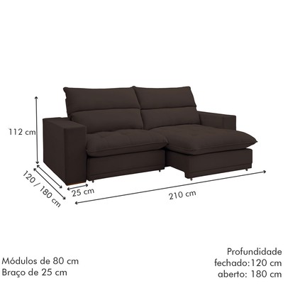 Sofá 2 Lugares Martinho Retrátil Veludo Marrom  - Celflex
