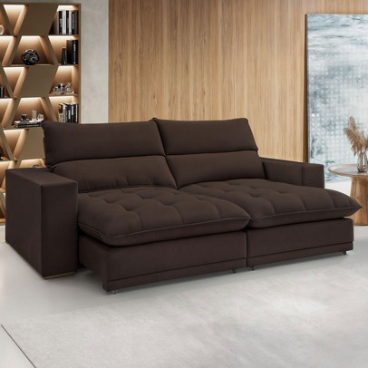 Sofá 2 Lugares Martinho Retrátil Veludo Marrom  - Celflex