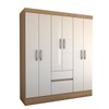 Guarda-Roupa Casal Sena Slim 6 Portas 2 Gavetas Amêndola Touch/Off White - Panorama Móveis