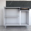 Balcão de Cozinha em Aço Steel com Tampo 3 Portas 1 Gaveta Branco/Preto - Panorama Móveis