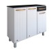 Armário de Cozinha em Aço Steel com Tampo 3 Portas 1 Gaveta Branco/Preto - Panorama Móveis