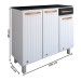 Armário de Cozinha em Aço Steel com Tampo 3 Portas 1 Gaveta Branco/Preto - Panorama Móveis
