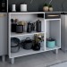 Armário de Cozinha em Aço Steel com Tampo 3 Portas 1 Gaveta Branco/Preto - Panorama Móveis