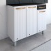 Armário de Cozinha em Aço Steel com Tampo 3 Portas 1 Gaveta Branco/Preto - Panorama Móveis