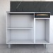 Armário de Cozinha em Aço Steel com Tampo 3 Portas 1 Gaveta Branco/Preto - Panorama Móveis