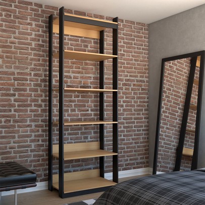 Closet Industrial Marseille 5 Prateleiras Black/Brise - Panorama Móveis