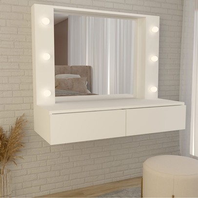 Penteadeira Suspensa Estrela 2 Gavetas Branco - Panorama Móveis