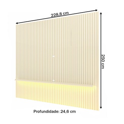 Painel para TV Até 85 Polegadas Nobre 1 Prateleira Ripado 100% Mdf Off White - Gelius