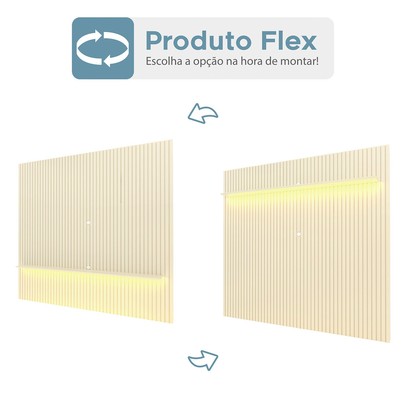 Painel para TV Até 85 Polegadas Nobre 1 Prateleira Ripado 100% Mdf Off White - Gelius