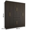 Guarda-Roupa Solteiro Leal Slim 8 Portas 2 Gavetas ébano Touch - Panorama Móveis