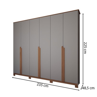 Guarda-Roupa Casal Calábria 6 Portas 6 Gavetas Cinza/Nature - Panorama Móveis
