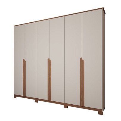 Guarda-Roupa Casal Calábria Slim 6 Portas 6 Gavetas Nature/Off White - Panorama Móveis