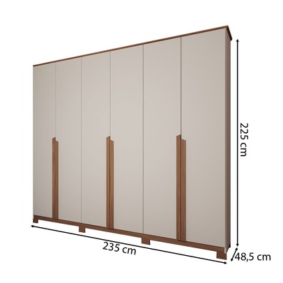 Guarda-Roupa Casal Calábria Slim 6 Portas 6 Gavetas Nature/Off White - Panorama Móveis