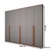 Guarda-Roupa Casal Calábria Slim 6 Portas 6 Gavetas Cinza/Nature - Panorama Móveis
