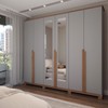 Guarda-Roupa Casal Calábria 6 Portas 6 Gavetas Espelho Cinza/Nature - Panorama Móveis