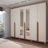 Guarda-Roupa Casal Calábria 6 Portas 6 Gavetas Espelho Nature/Off White - Panorama Móveis
