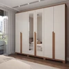 Guarda-Roupa Casal Calábria 6 Portas 6 Gavetas Espelho Nature/Off White - Panorama Móveis