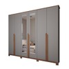 Guarda-Roupa Casal Calábria Slim 6 Portas 6 Gavetas Espelho Cinza/Nature - Panorama Móveis