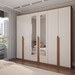 Guarda-Roupa Casal Calábria Slim 6 Portas 6 Gavetas Espelho Nature/Off White - Panorama Móveis