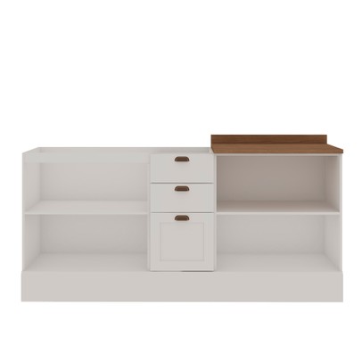 Balcão de Cozinha Iluminata 4 Portas 3 Gavetas 100% Mdf Branco/ébano - Genialflex