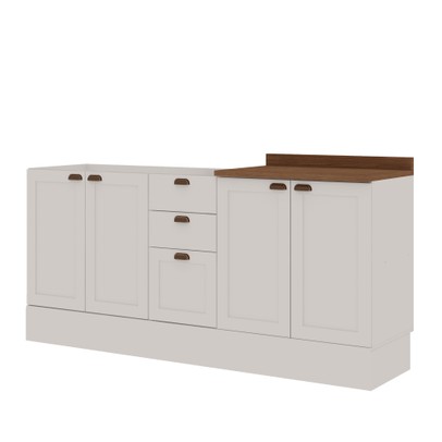 Balcão de Cozinha Iluminata 4 Portas 3 Gavetas 100% Mdf Branco/ébano - Genialflex