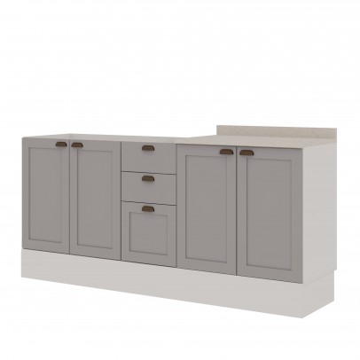 Balcão de Cozinha Iluminata 4 Portas 3 Gavetas 100% Mdf Branco/Fendi - Genialflex