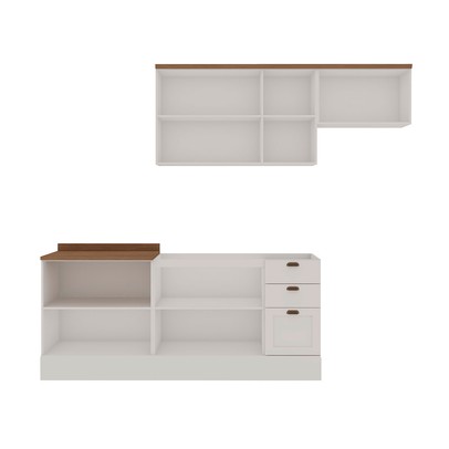Cozinha Completa Iluminata 8 Portas 3 Gavetas 100% Mdf Branco/ébano - Genialflex