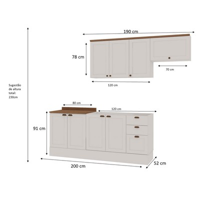 Cozinha Completa Iluminata 8 Portas 3 Gavetas 100% Mdf Branco/ébano - Genialflex