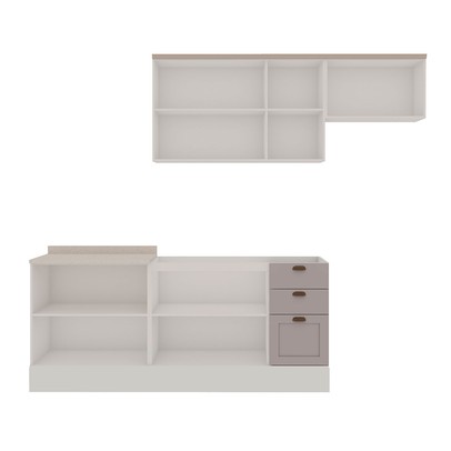 Cozinha Completa Iluminata 8 Portas 3 Gavetas 100% Mdf Branco/Fendi - Genialflex