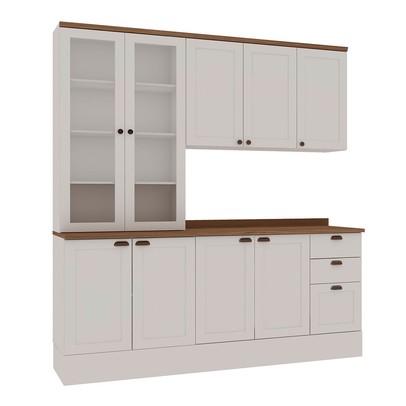 Cozinha Completa Iluminata 9 Portas 3 Gavetas 100% Mdf com Vidro Branco/ébano - Genialflex