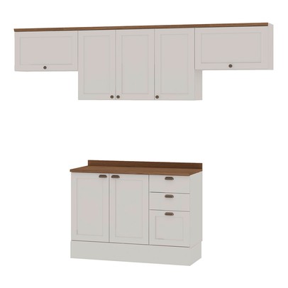 Cozinha Compacta Iluminata 7 Portas 3 Gavetas 100% Mdf Branco/ébano - Genialflex