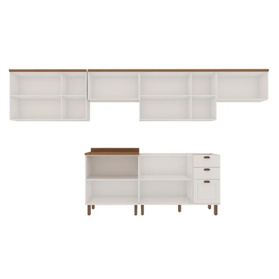 Cozinha Completa Iluminata 12 Portas 3 Gavetas 100% Mdf Branco/ébano - Genialflex