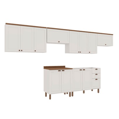 Cozinha Completa Iluminata 12 Portas 3 Gavetas 100% Mdf Branco/ébano - Genialflex