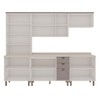 Cozinha Completa Iluminata 12 Portas 3 Gavetas 100% Mdf com Vidro Branco/Fendi/Mineral - Genialflex