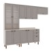 Cozinha Completa Iluminata 10 Portas 3 Gavetas 100% Mdf com Vidro Branco/Fendi/Mineral - Genialflex