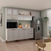 Cozinha Completa Iluminata 8 Portas 3 Gavetas 100% Mdf com Vidro Branco/Fendi/Mineral - Genialflex