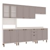 Cozinha Completa Iluminata Ester 12 Portas 3 Gavetas 100% Mdf com Vidro Branco/Fendi/Mineral - Genialflex